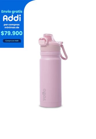 Termo Para Agua Con Tapa Intercambiable Flux 550 Ml Rosado Totto