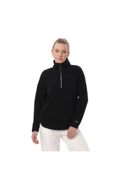 Buzo Con Cremallera Para Mujer Shorel Pullover Negro