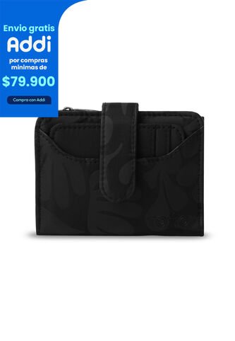 Billetera Mujer Texture Pequeña Con RFID Blocker Negra Totto