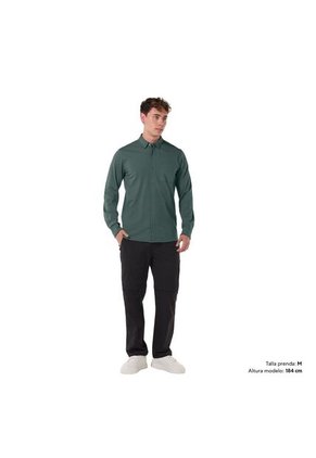Camisa Manga Larga Pardo Para Hombre Verde