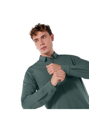 Camisa Manga Larga Pardo Para Hombre Verde