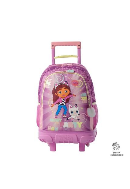 Morral Con Ruedas Niña Gabbys Party Mediano Rosado