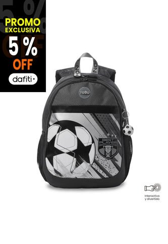 Morral Para Niño Champion Mediano Gris Con Diseño De Fútbol Totto