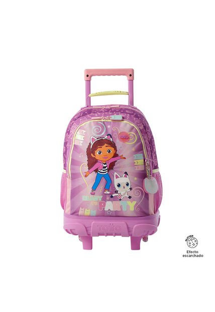 Morral Con Ruedas Niña Gabbys Party Mediano Rosado