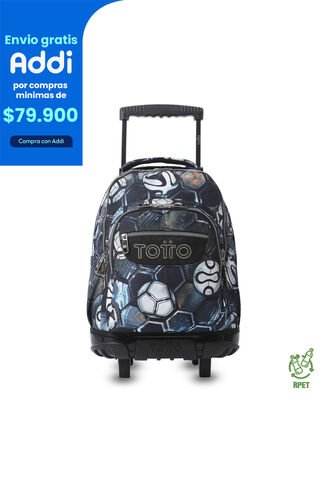 Morral Escolar Con Ruedas Para Niño Renglón Grande Negro Totto