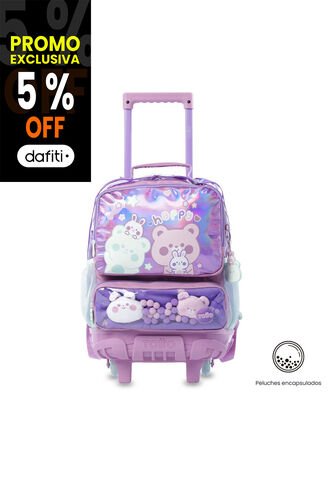 Maleta Para Niña Con Ruedas Friends Party Mediano Morado Totto