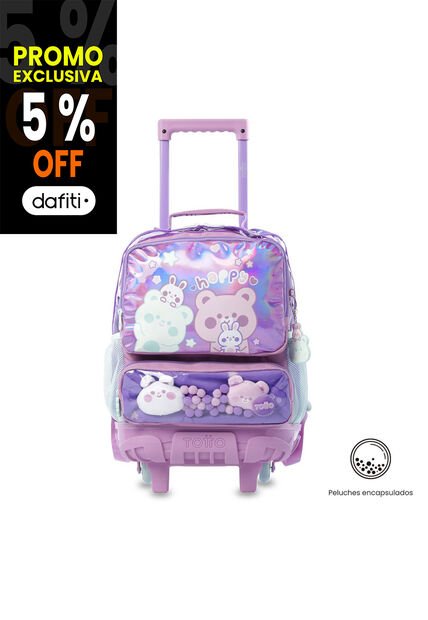 Maleta Para Niña Con Ruedas Friends Party Mediano Morado