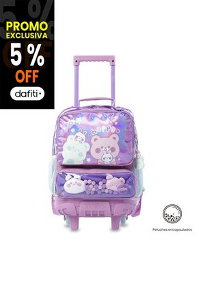 Maleta Para Niña Con Ruedas Friends Party Mediano Morado