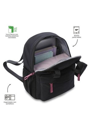 Morral Universitario Porta Tablet 10" Suzuka Negro Mujer