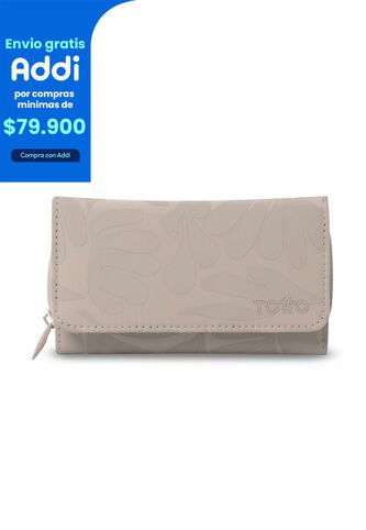 Billetera Mujer Texture Grande Con RFID Blocker Beige Totto