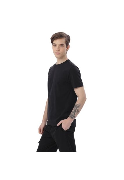 Camisa Para Hombre Unicolor Manne Manga Corta Negra