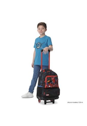 Maleta Para Niño Con Ruedas Spiderman Hero Grande Negro