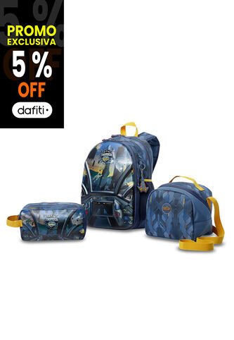 Combo Escolar Niño X3 Morral + Lonchera + Multiuso Sentinel Gris Totto
