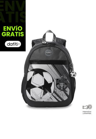 Morral Para Niño Champion Mediano Gris Con Diseño De Fútbol Totto