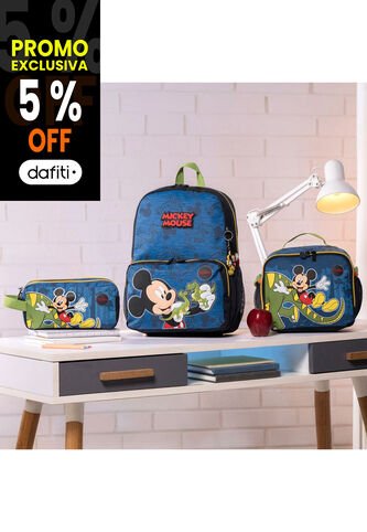 Combo Escolar Morral Mickey Mediano + Lonchera Y Cartuchera Totto