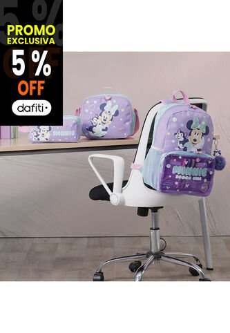 Combo Escolar Morral Minnie Mediano + Lonchera Y Cartuchera Totto
