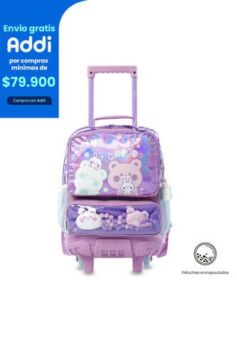 Maleta Para Niña Con Ruedas Friends Party Mediano Morado Totto