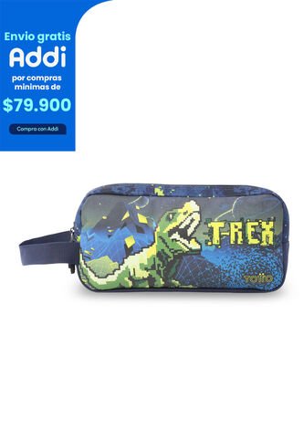 Cartuchera Escolar Grande Para Niño 2 Cuerpos Digisaurio Azul Totto