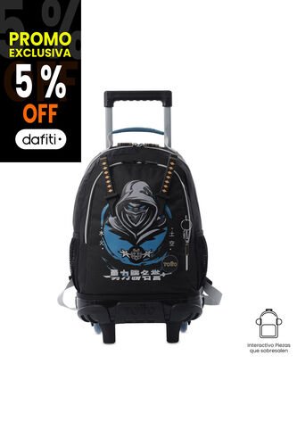 Maleta Para Niño Con Ruedas Hanzo Mediano Negro Totto