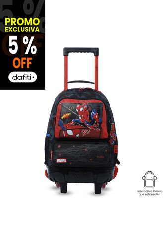 Maleta Para Niño Con Ruedas Spiderman Hero Mediano Negro Totto