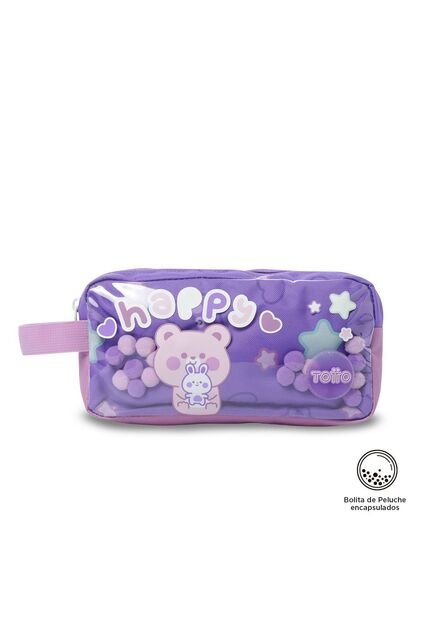 Cartuchera Escolar Grande Para Niña 2 Cuerpos Friends Party Morada