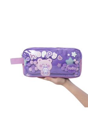 Cartuchera Escolar Grande Para Niña 2 Cuerpos Friends Party Morada