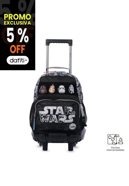 Maleta Para Niño Con Ruedas Star Wars Jedi Mediano Negro