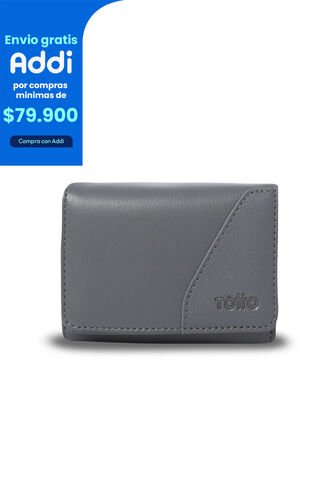 Billetera Hombre Saffiano Pequeña Con RFID Blocker Gris Totto