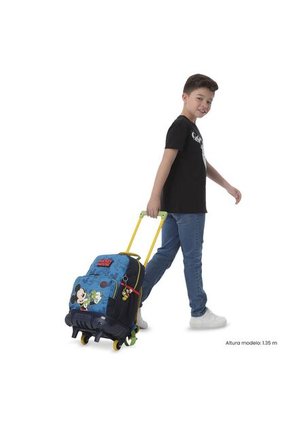 Combo Escolar Morral Con Ruedas Mickey + Lonchera Y Cartuchera
