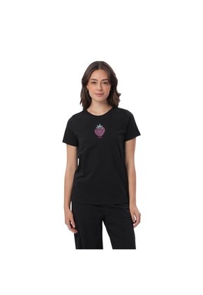Camiseta Estampada Para Mujer Prime Manga Corta Negra