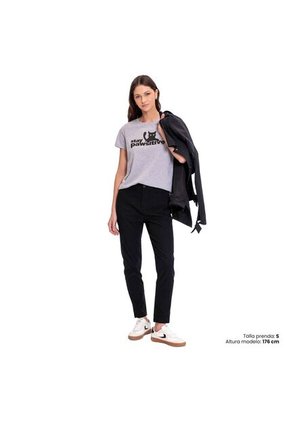 Camiseta Estampada Para Mujer Dusti Manga Corta Gris