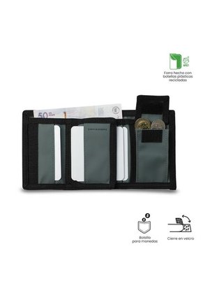 Billetera Hombre Contrast Pequeña Con RFID Blocker Negra