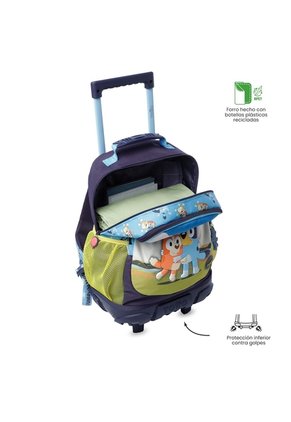 Morral Escolar Con Ruedas Unisex Bluey Mediano Azul