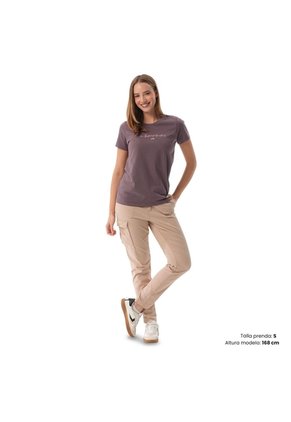 Camiseta Estampada Para Mujer Prime Manga Corta Café