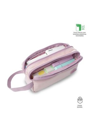 Cartuchera Escolar Grande Para Niña 2 Cuerpos Girl Rosada