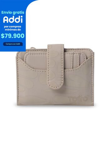 Billetera Mujer Texture Pequeña Con RFID Blocker Beige Totto