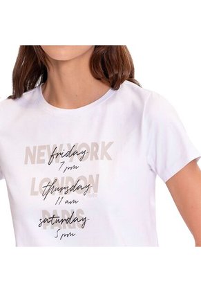 Camiseta Estampada Para Mujer Prime Manga Corta Blanca