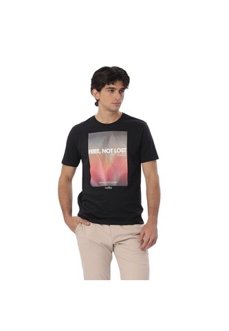 Camiseta Estampada Para Hombre Primen Manga Corta Negra Totto