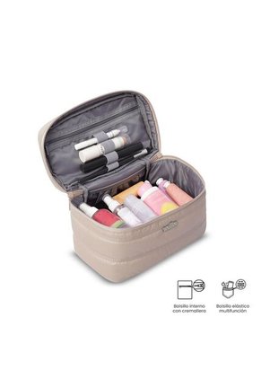 Cosmetiquera Multiuso Moxi Grande Beige/Metálico