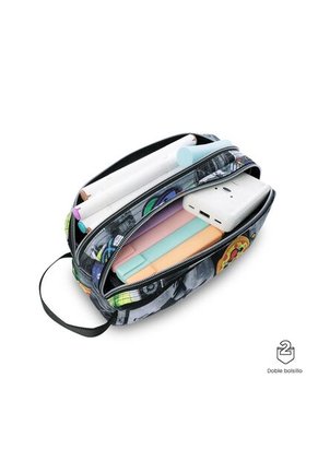 Cartuchera Multiuso Escuadra Grande Negra Hombre