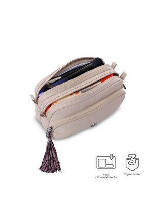 Cosmetiquera Multiuso Corneana Grande Beige/Morada