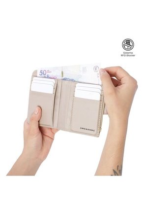 Billetera Mujer Texture Pequeña Con RFID Blocker Beige