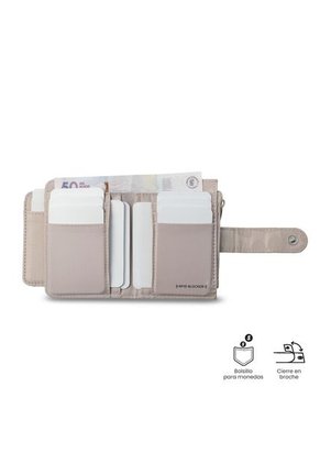 Billetera Mujer Texture Pequeña Con RFID Blocker Beige