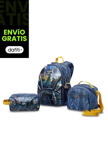 Combo Escolar Niño X3 Morral + Lonchera + Multiuso Sentinel Gris