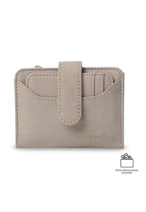 Billetera Mujer Texture Pequeña Con RFID Blocker Beige