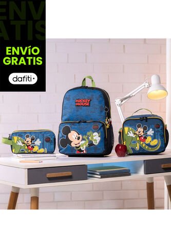 Combo Escolar Morral Mickey Mediano + Lonchera Y Cartuchera Totto