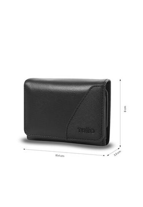 Billetera Hombre Saffiano Pequeña Con RFID Blocker Negra