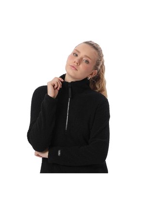 Buzo Con Cremallera Para Mujer Shorel Pullover Negro