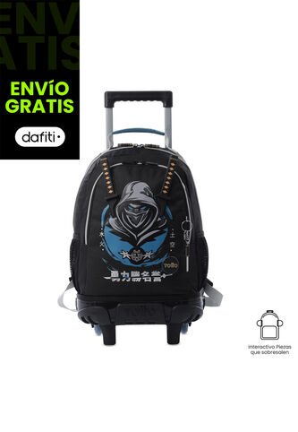 Maleta Para Niño Con Ruedas Hanzo Mediano Negro Totto