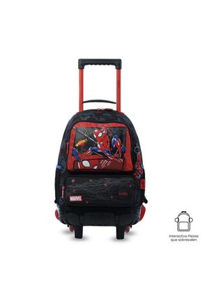 Maleta Para Niño Con Ruedas Spiderman Hero Mediano Negro